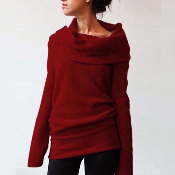 Off Shoulder Foldover Knit Sweater - Picture 2 of 5